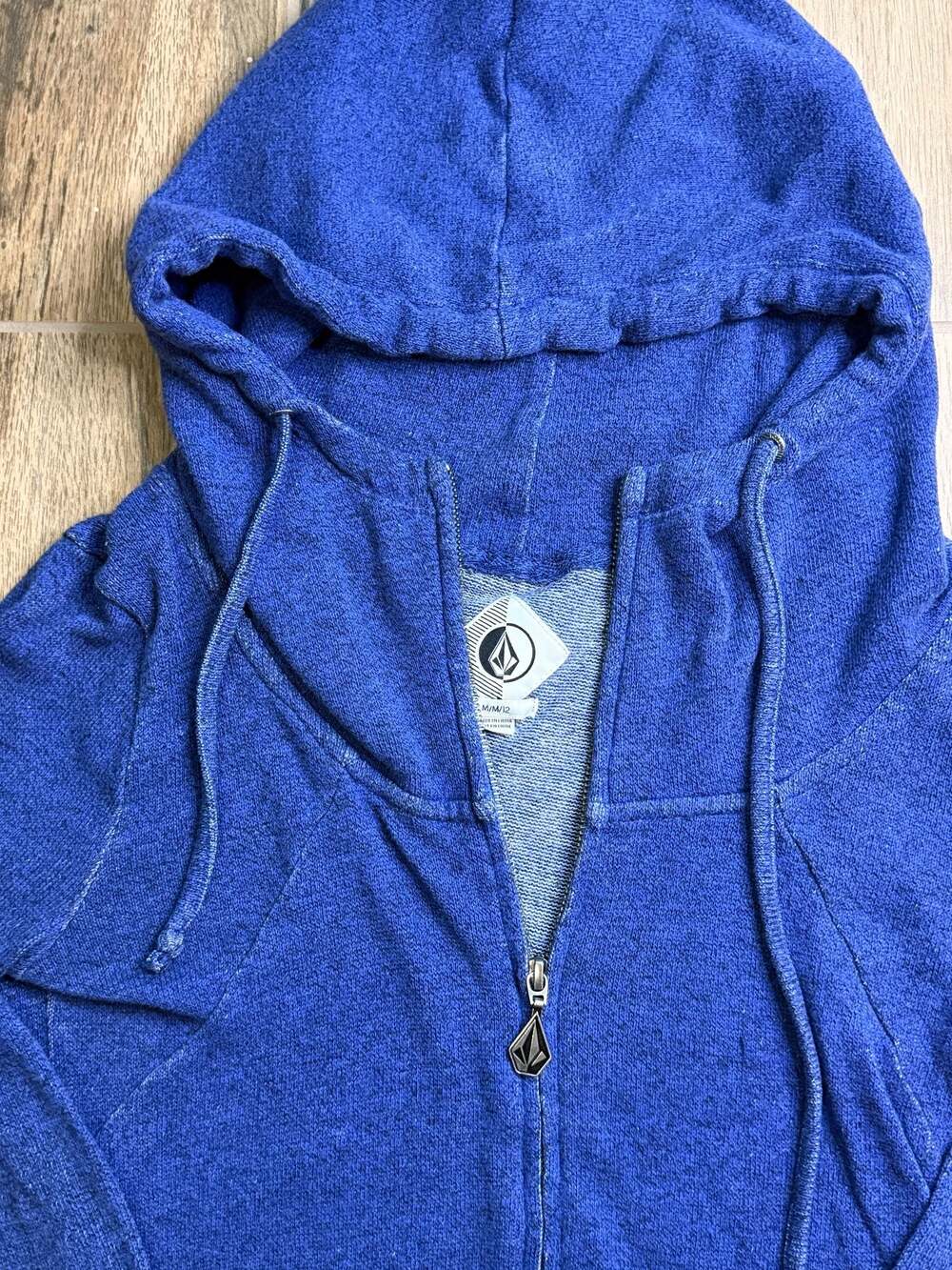 Volcom Women's Blue Marled Knit Zip-Up Hoodie